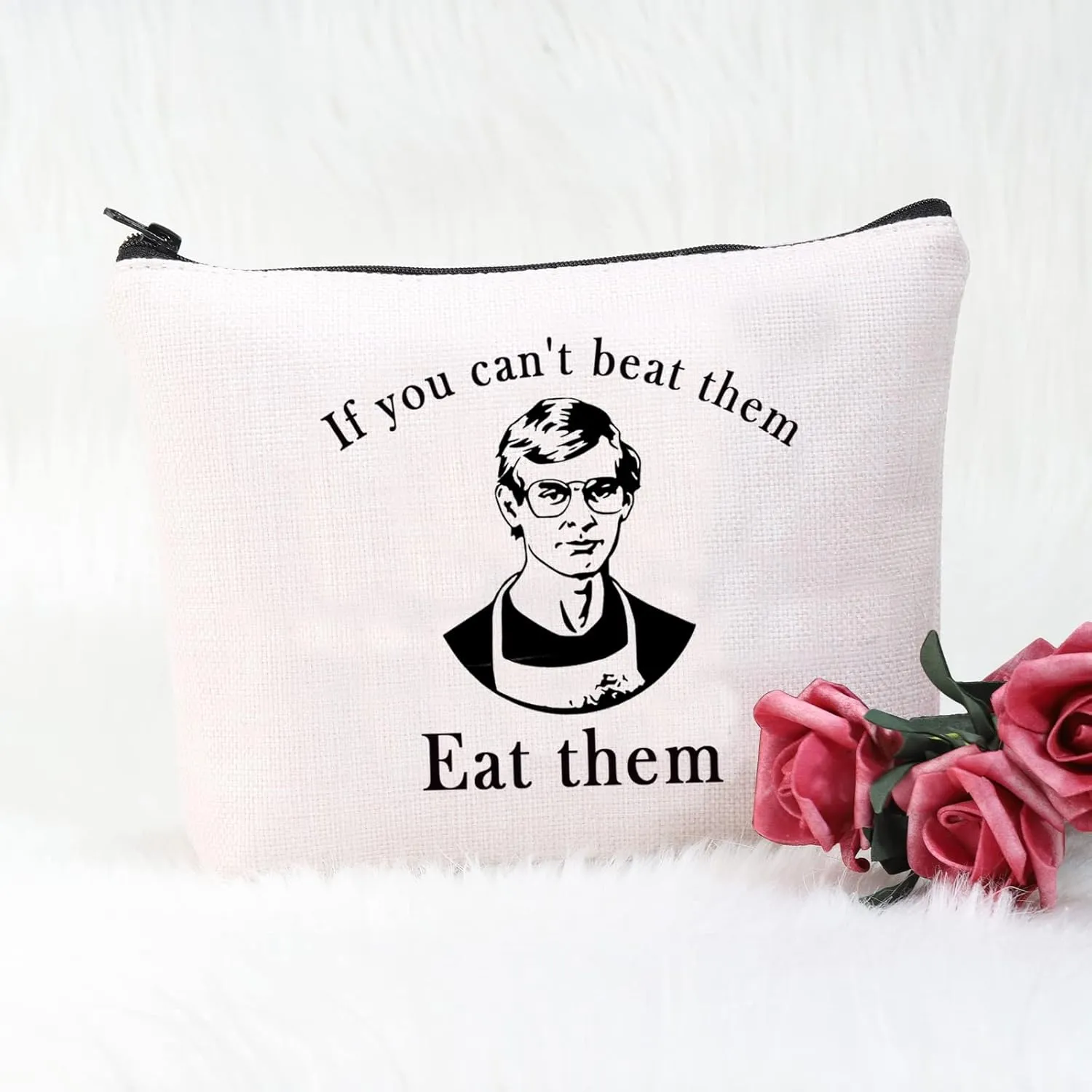 POFULL True Crime Gift If You Can’t Beat Them Eat Them Zipper Pouch Travel Bag Horror Gift