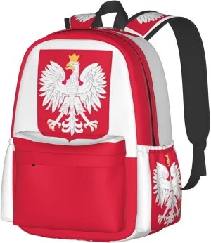 Polish Flag Poland Polska Eagle Laptop Backpack Work Travel Backpacks Business Rucksack Casual Outdoor Daypack with Adjustable Strap Bags for Sports Office Gym Hiking