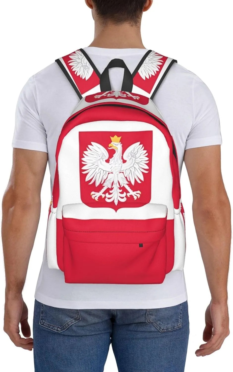 Polish Flag Poland Polska Eagle Laptop Backpack Work Travel Backpacks Business Rucksack Casual Outdoor Daypack with Adjustable Strap Bags for Sports Office Gym Hiking