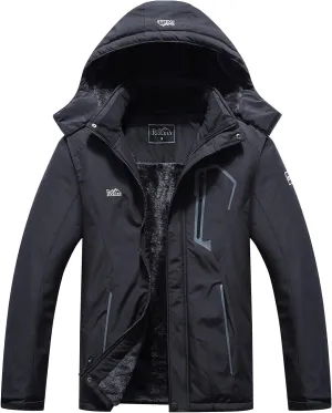 Pooluly Men's Ski Jacket Warm Winter Waterproof Windbreaker Hooded Raincoat Snowboarding Jackets