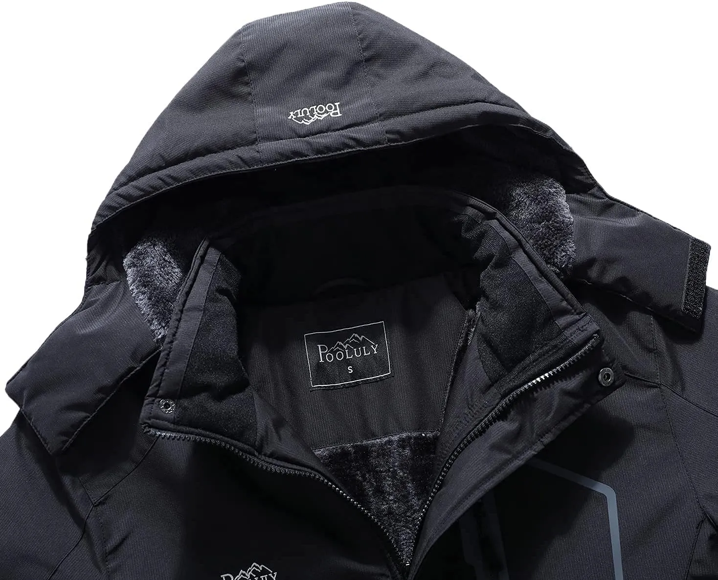 Pooluly Men's Ski Jacket Warm Winter Waterproof Windbreaker Hooded Raincoat Snowboarding Jackets
