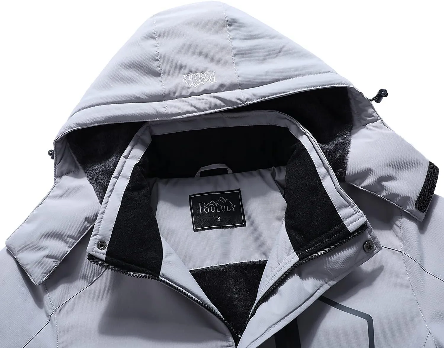 Pooluly Men's Ski Jacket Warm Winter Waterproof Windbreaker Hooded Raincoat Snowboarding Jackets