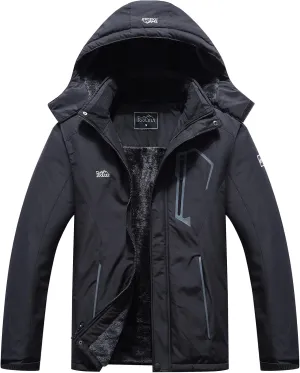 Pooluly Men's Ski Jacket Warm Winter Waterproof Windbreaker Hooded Raincoat Snowboarding Jackets