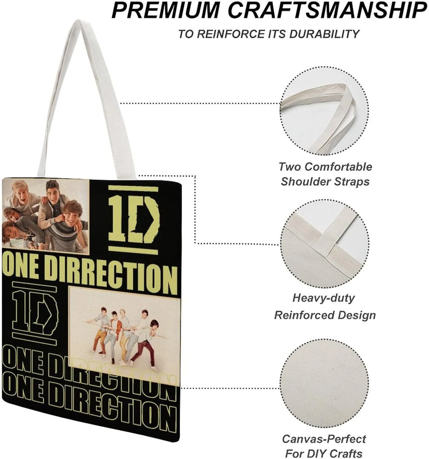 Pop Music Tote Bags, Womens Shoulder Bag, Letter Travel Bag, Novelty Canvas Tote Bag Double, Funny Reusable Grocery Bag