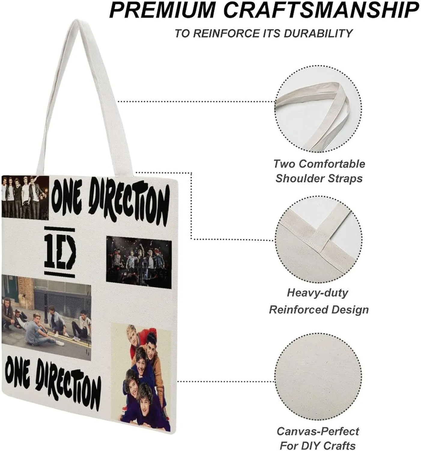 Pop Music Tote Bags, Womens Shoulder Bag, Letter Travel Bag, Novelty Canvas Tote Bag Double, Funny Reusable Grocery Bag