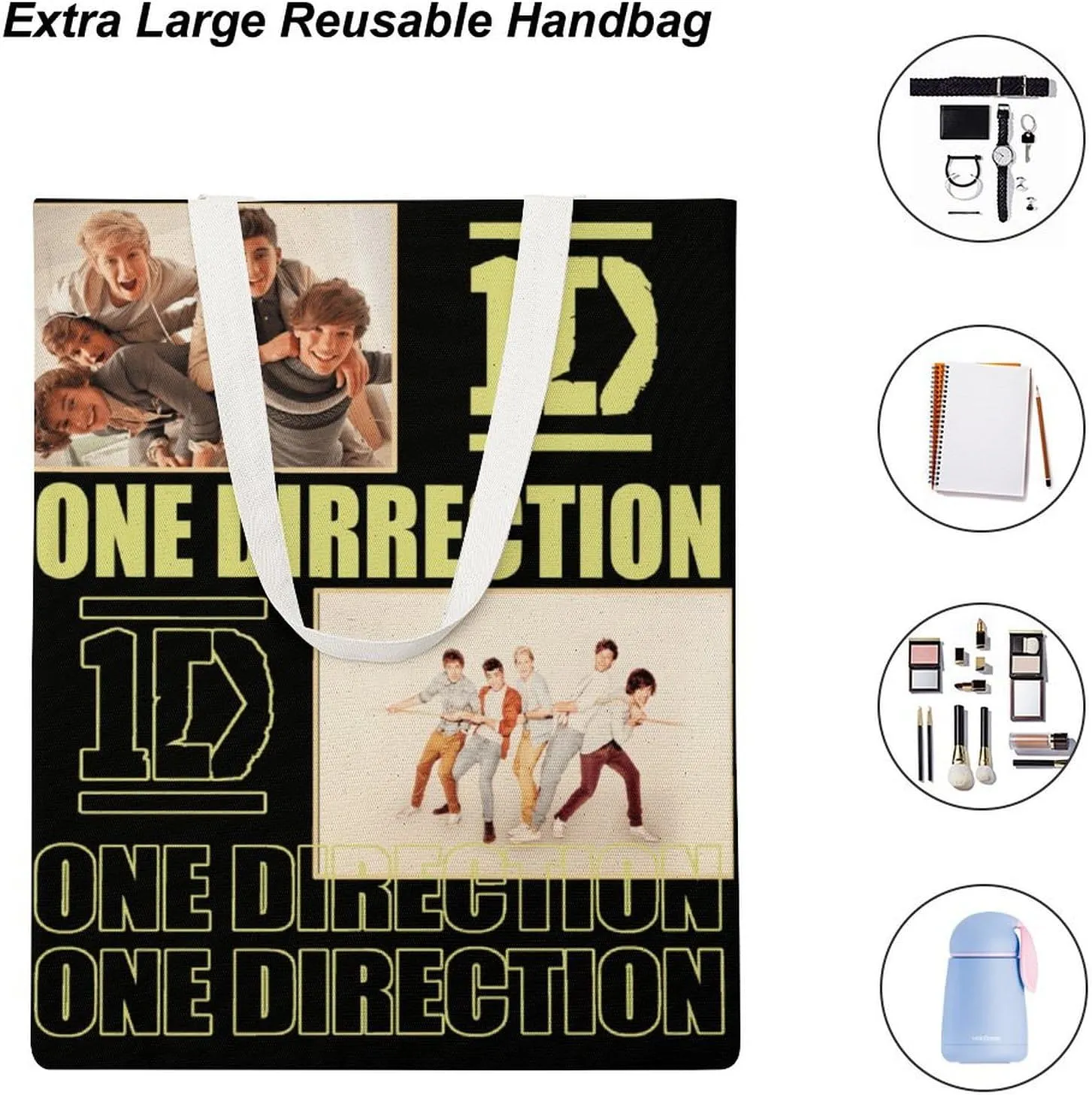 Pop Music Tote Bags, Womens Shoulder Bag, Letter Travel Bag, Novelty Canvas Tote Bag Double, Funny Reusable Grocery Bag