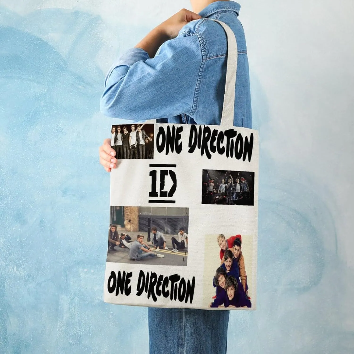 Pop Music Tote Bags, Womens Shoulder Bag, Letter Travel Bag, Novelty Canvas Tote Bag Double, Funny Reusable Grocery Bag