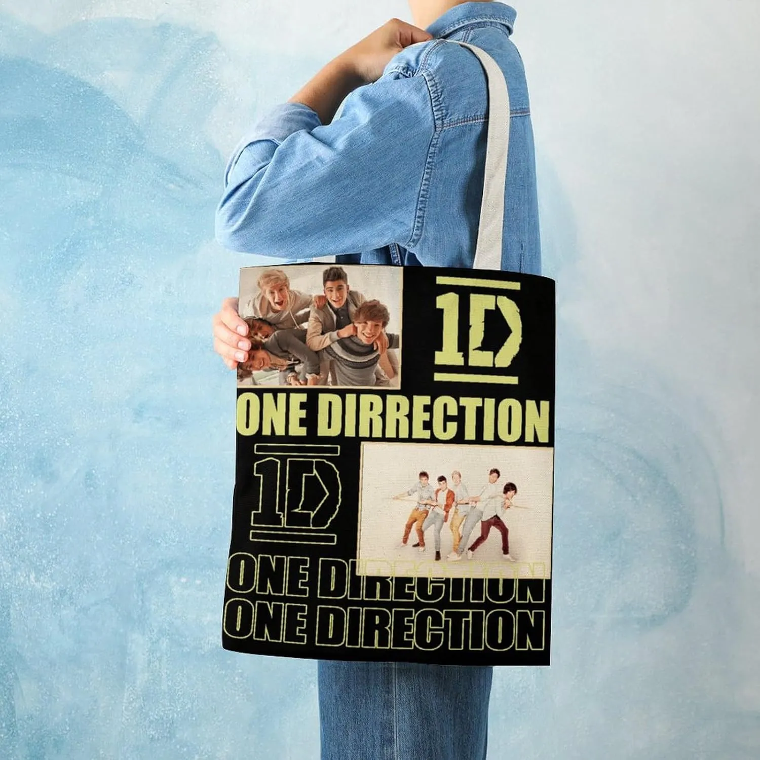 Pop Music Tote Bags, Womens Shoulder Bag, Letter Travel Bag, Novelty Canvas Tote Bag Double, Funny Reusable Grocery Bag