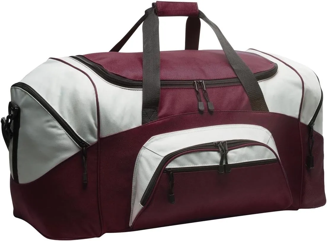 Port Authority - Standard Colorblock Sport Duffel. BG99, Maroon/ Grey, OSFA