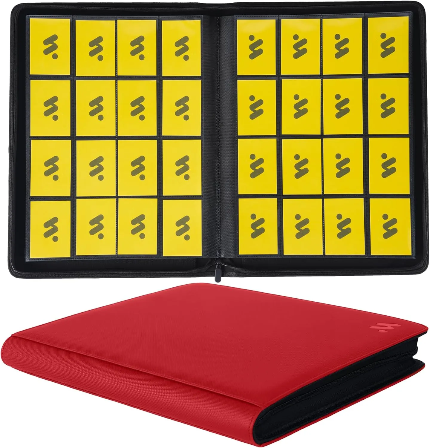 Premium 1000  Pockets Card Binder,16 Pockets Trading Card Binder Ringless Side Loading Trading Card Album Folder for TCG -Red
