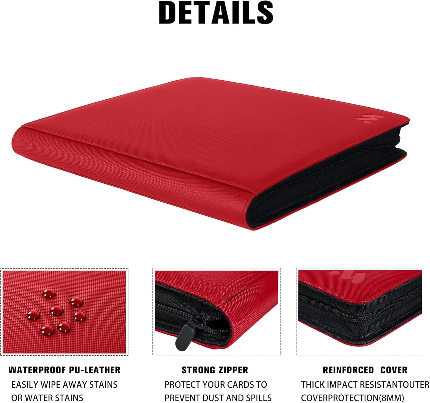 Premium 1000  Pockets Card Binder,16 Pockets Trading Card Binder Ringless Side Loading Trading Card Album Folder for TCG -Red