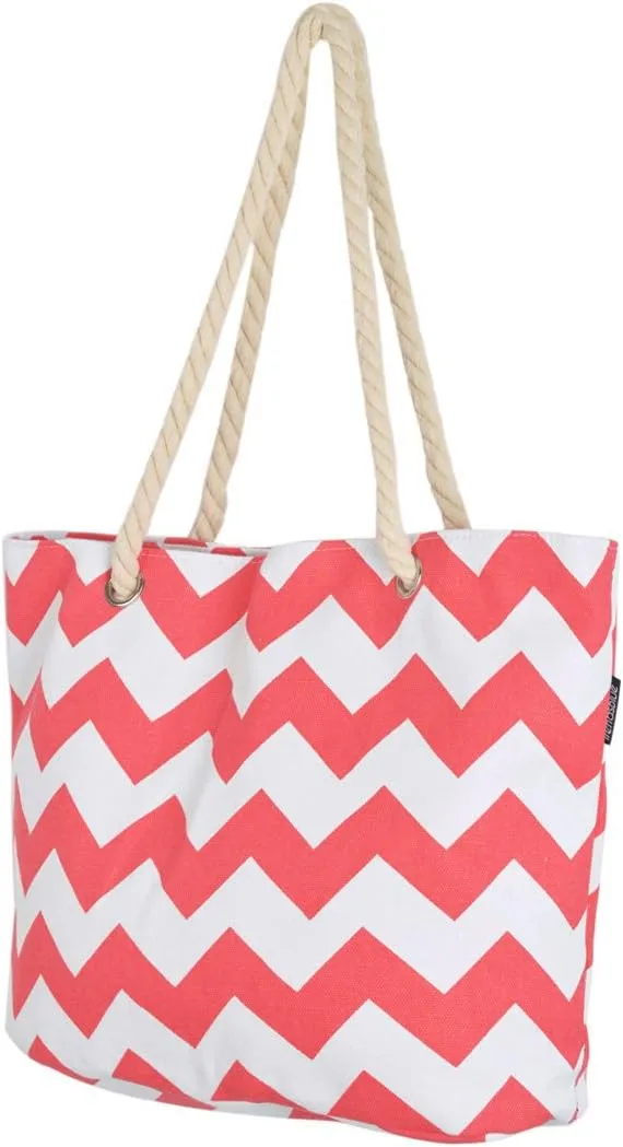 Premium Large Chevron Zig Zag Canvas Tote Shoulder Bag Handbag - Diff Colors