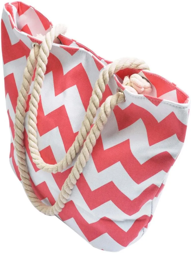 Premium Large Chevron Zig Zag Canvas Tote Shoulder Bag Handbag - Diff Colors
