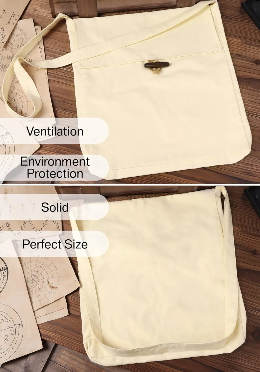 PROCOS Viking Canvas Shoulder Bag, Renaissance Medieval Small Pilgrim Pouch Bag