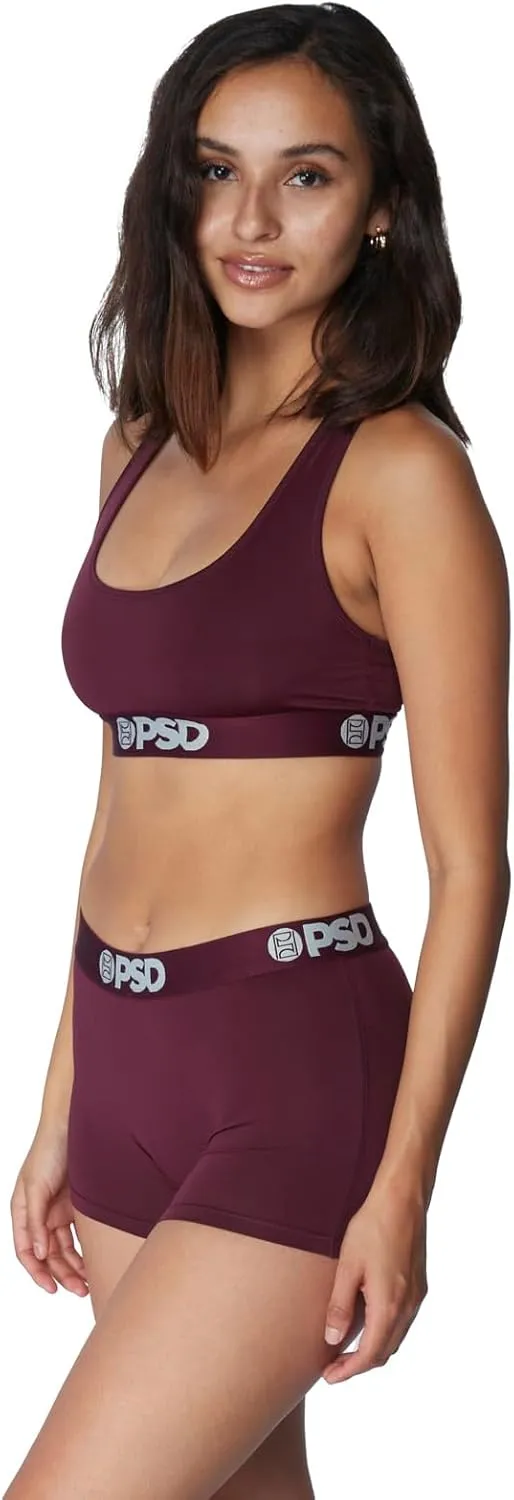 PSD Women's Basic Solid Sports Bra - Racerback Sports Bras for Women with Breathable Microfiber Fabric