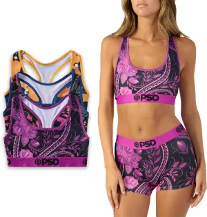 PSD Women's Basic Solid Sports Bra - Racerback Sports Bras for Women with Breathable Microfiber Fabric