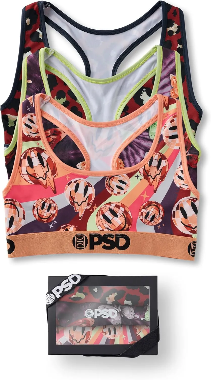 PSD Women's Basic Solid Sports Bra - Racerback Sports Bras for Women with Breathable Microfiber Fabric