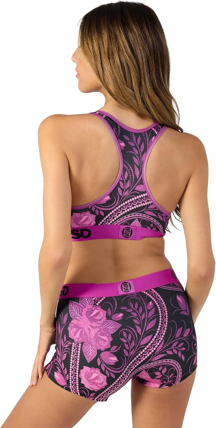 PSD Women's Basic Solid Sports Bra - Racerback Sports Bras for Women with Breathable Microfiber Fabric