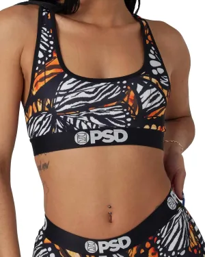 PSD Women's Butterfly Print Sports Bra - Racerback Sports Bras for Women with Breathable Microfiber Fabric