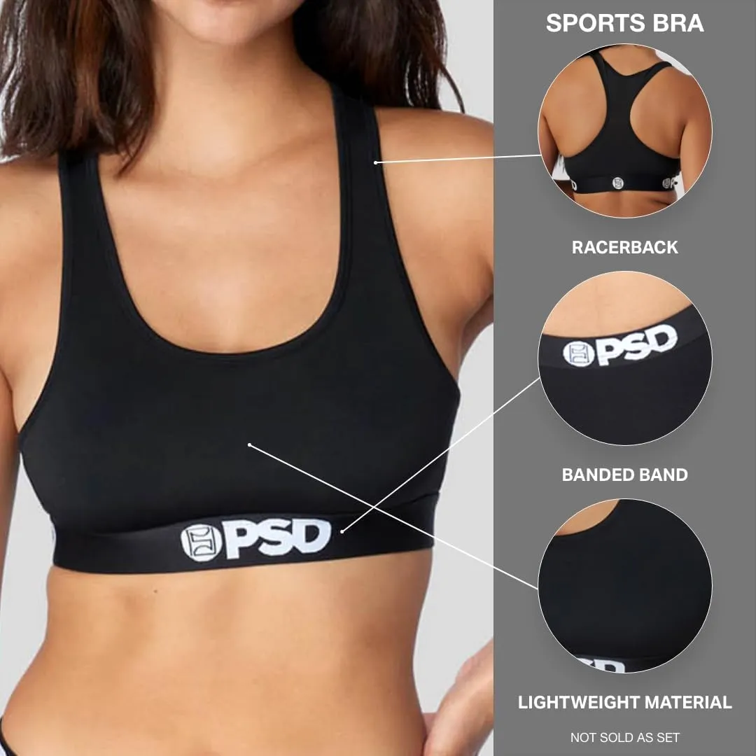 PSD Women's Butterfly Print Sports Bra - Racerback Sports Bras for Women with Breathable Microfiber Fabric