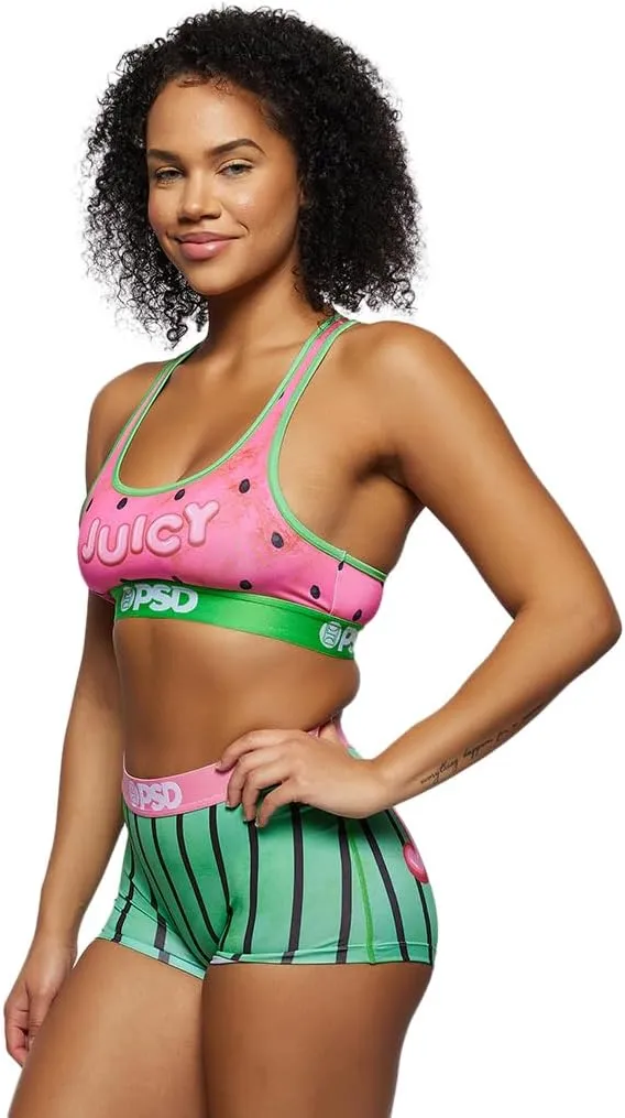 PSD Women's Food Print Sports Bra - Racerback Sports Bras for Women with Breathable Microfiber Fabric