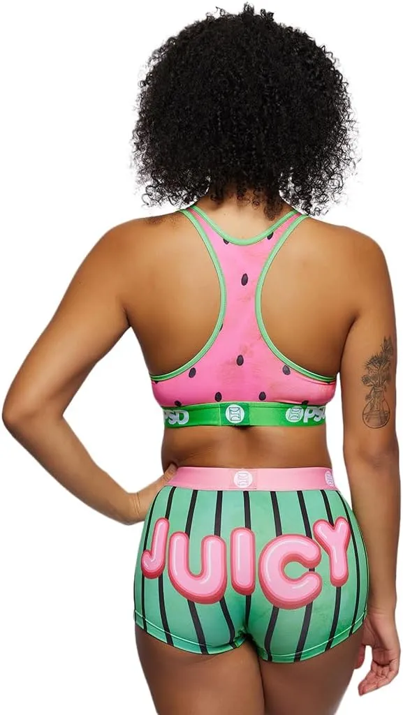 PSD Women's Food Print Sports Bra - Racerback Sports Bras for Women with Breathable Microfiber Fabric