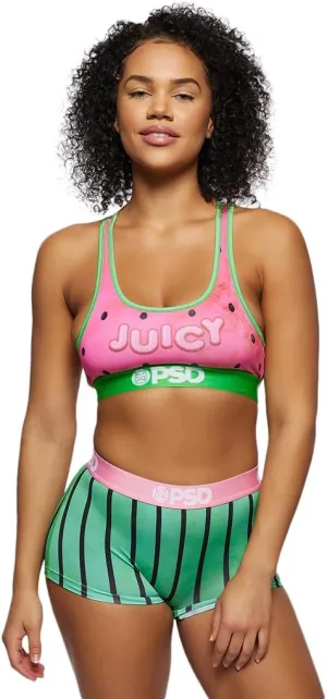 PSD Women's Food Print Sports Bra - Racerback Sports Bras for Women with Breathable Microfiber Fabric