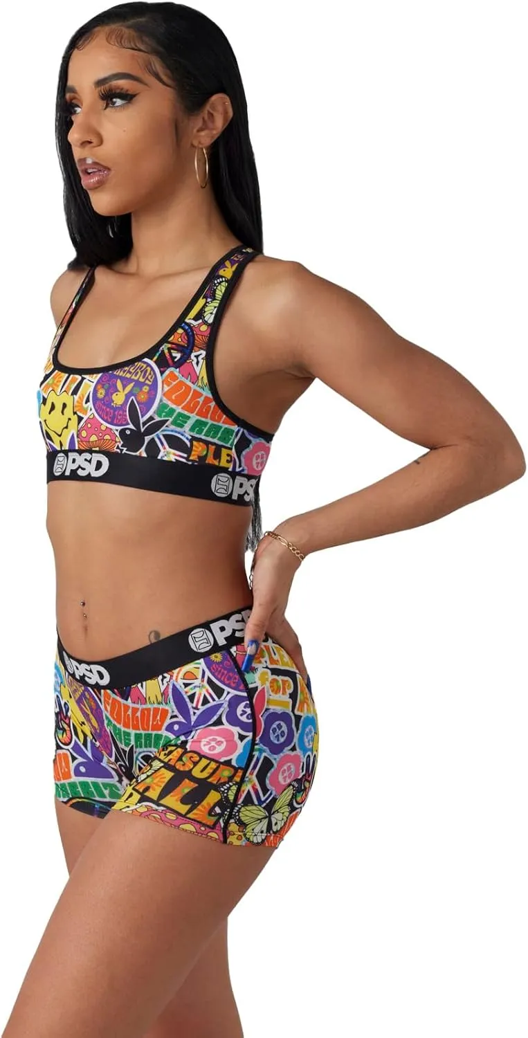 PSD Women's Playboy Sports Bra - Racerback Sports Bras for Women with Breathable Microfiber Fabric