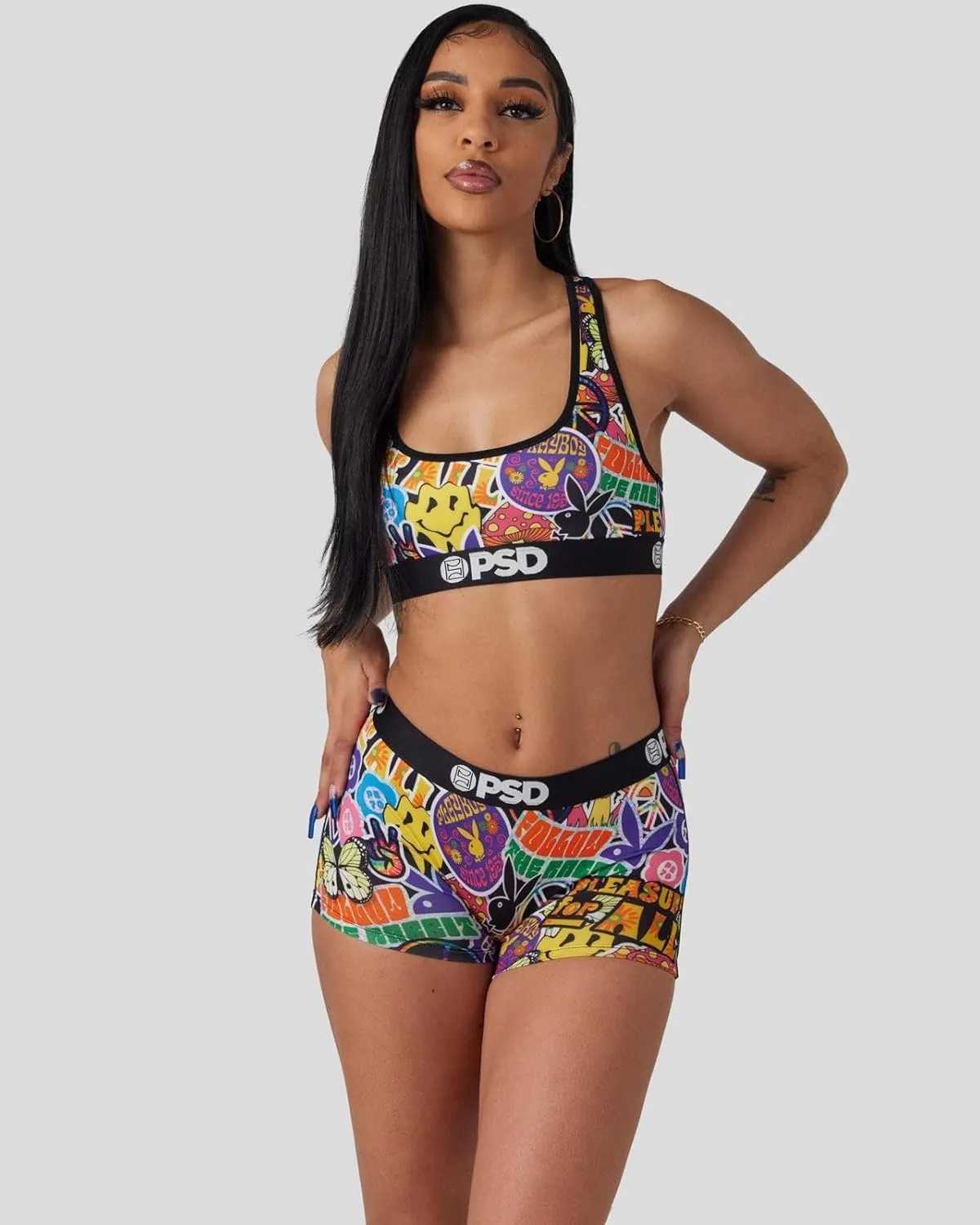PSD Women's Playboy Sports Bra - Racerback Sports Bras for Women with Breathable Microfiber Fabric