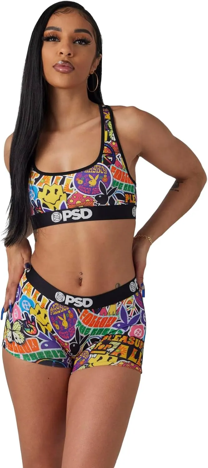 PSD Women's Playboy Sports Bra - Racerback Sports Bras for Women with Breathable Microfiber Fabric