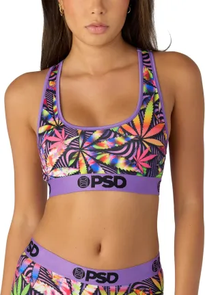 PSD Women's Recreational Print Sports Bra - Racerback Sports Bras for Women with Breathable Microfiber Fabric