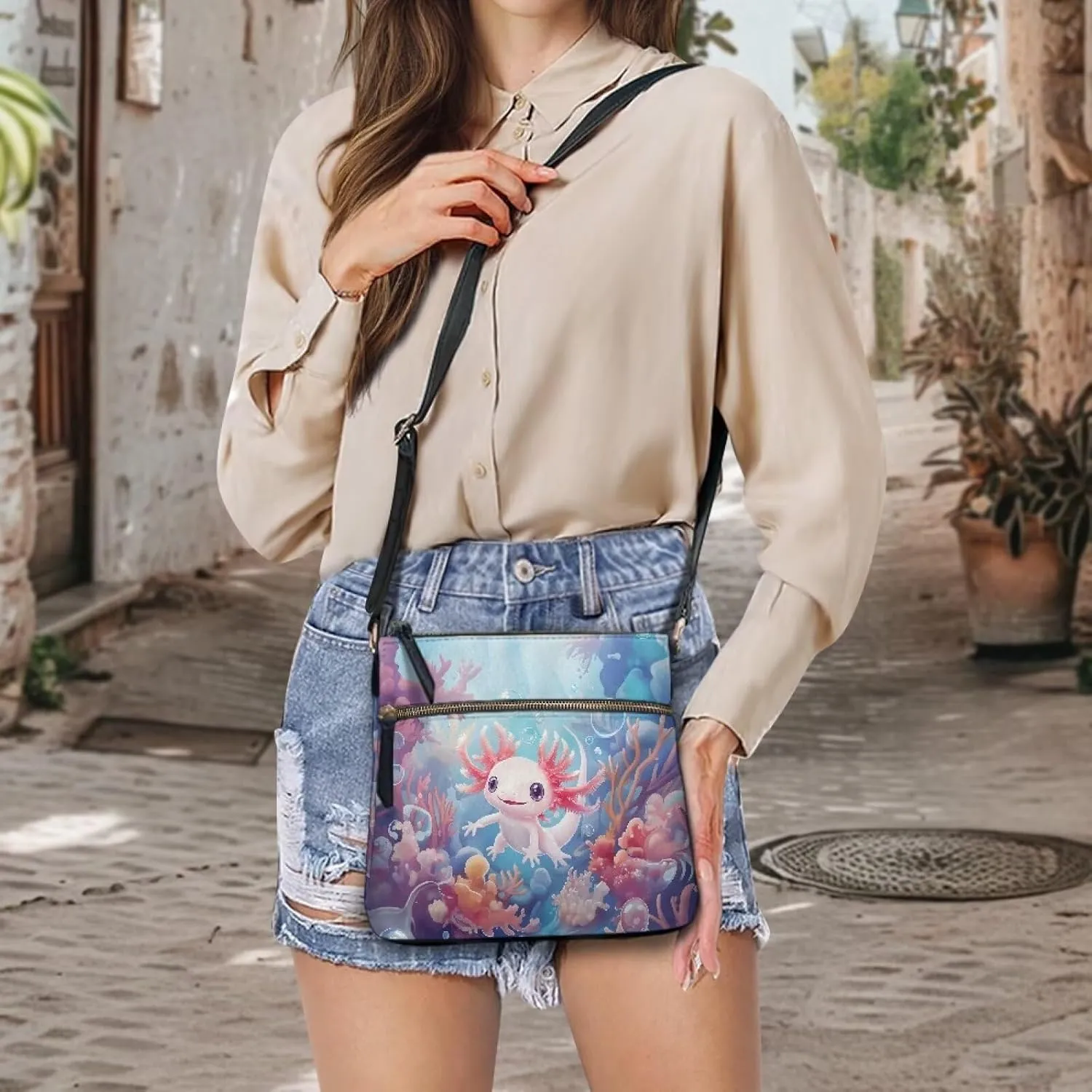 PU Crossbody Bags for Women Large Multiple Pockets Bag Fashion Sling Hobo Bag with Zipper for Working Shopping