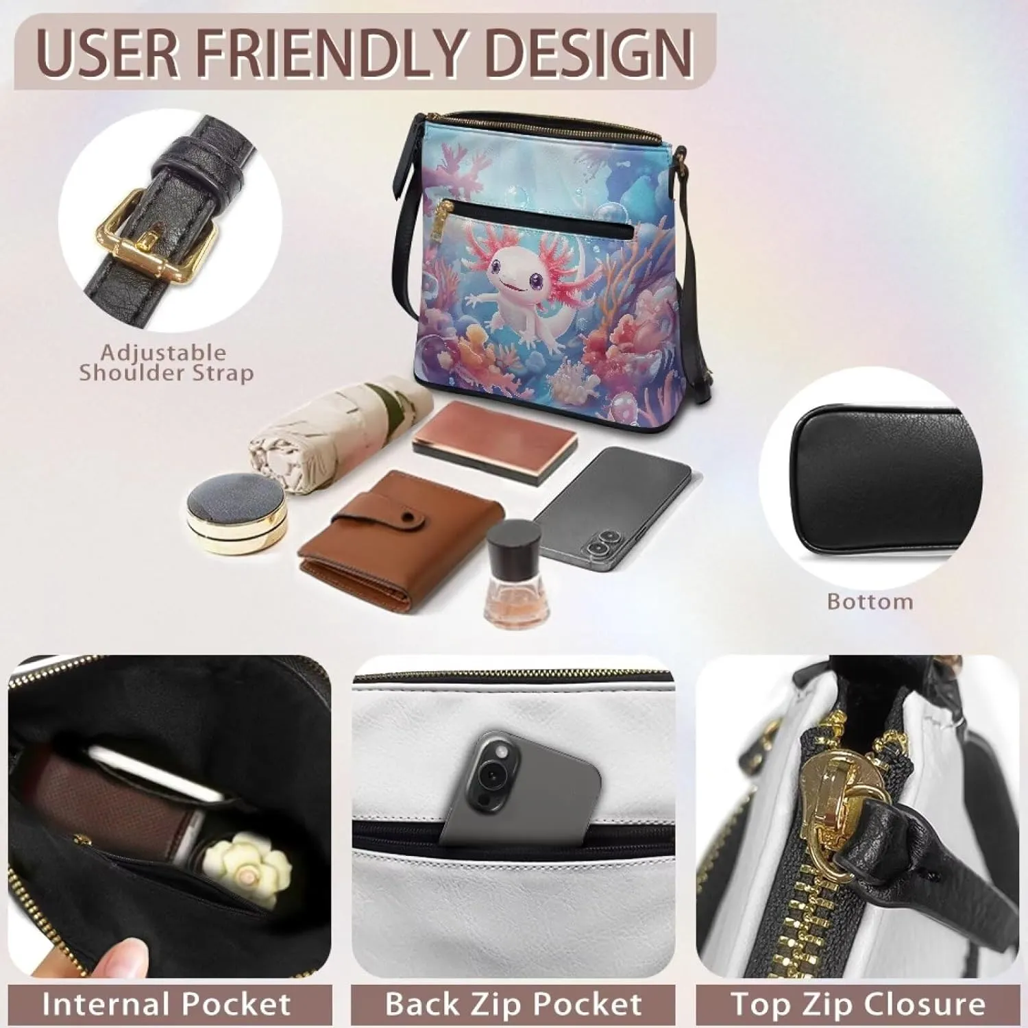 PU Crossbody Bags for Women Large Multiple Pockets Bag Fashion Sling Hobo Bag with Zipper for Working Shopping
