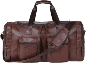 Pu Leather Extra-large Capacity Travel Bag Men's Business Hand Bill Shoulder Travel Duffel Bag(4)