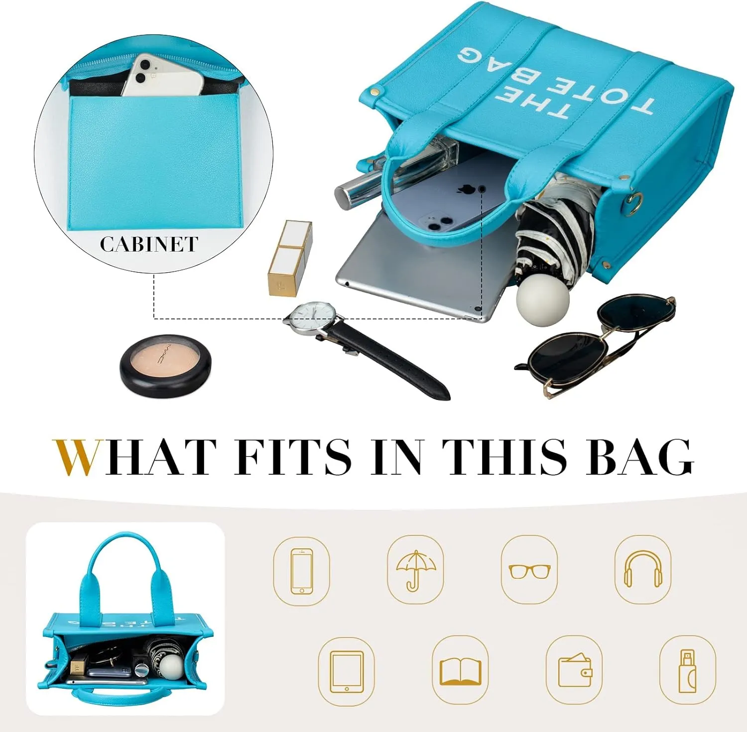 PU Tote Bag for Women Simple Large-Capacity Tote Bag Handbag Zipper Fashion Tote Bag