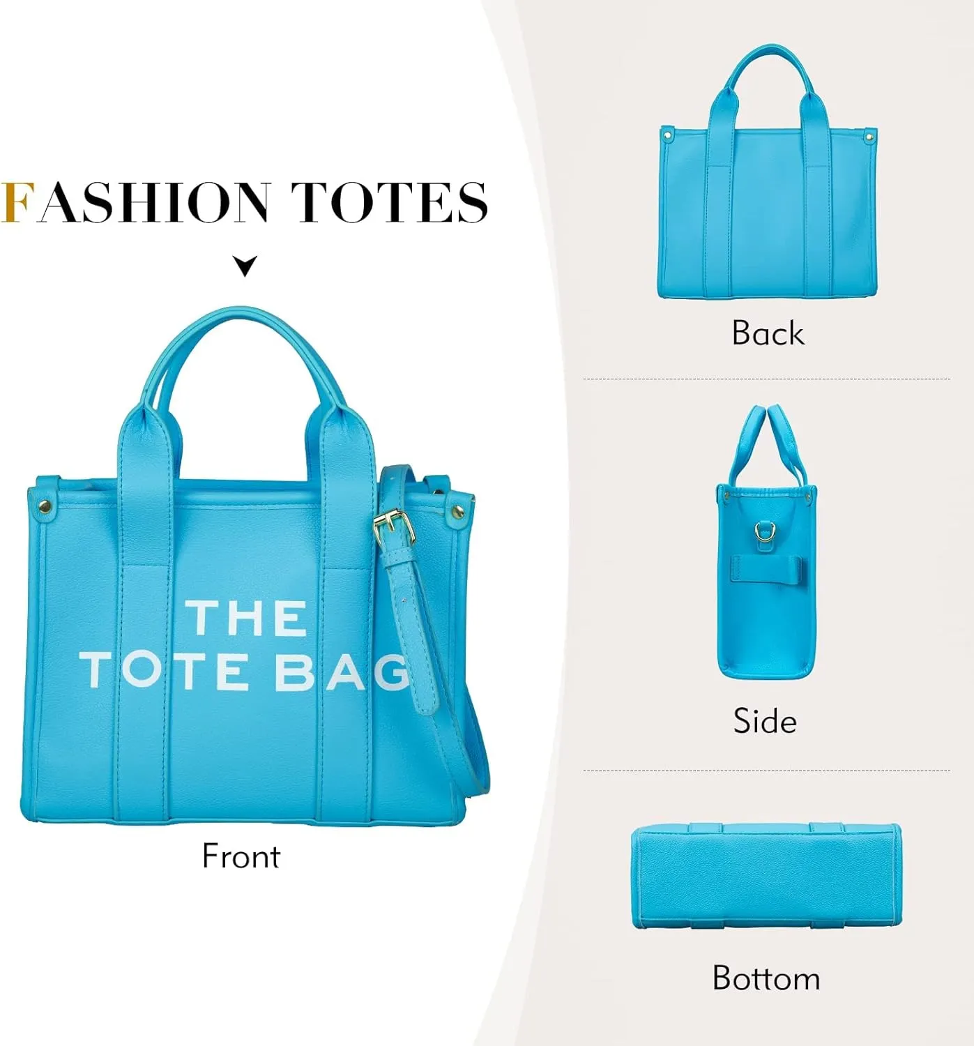 PU Tote Bag for Women Simple Large-Capacity Tote Bag Handbag Zipper Fashion Tote Bag