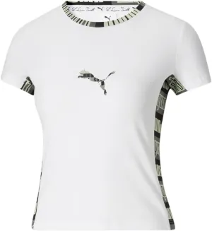 PUMA Womens X Lqs Crew Neck Short Sleeve Casual Tops Casual - White
