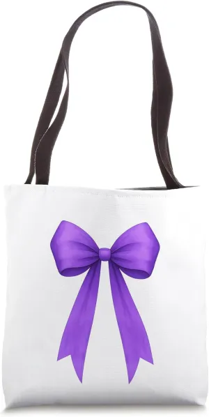 Purple Ribbon Aesthetic Cute Girly Bow Tote Bag