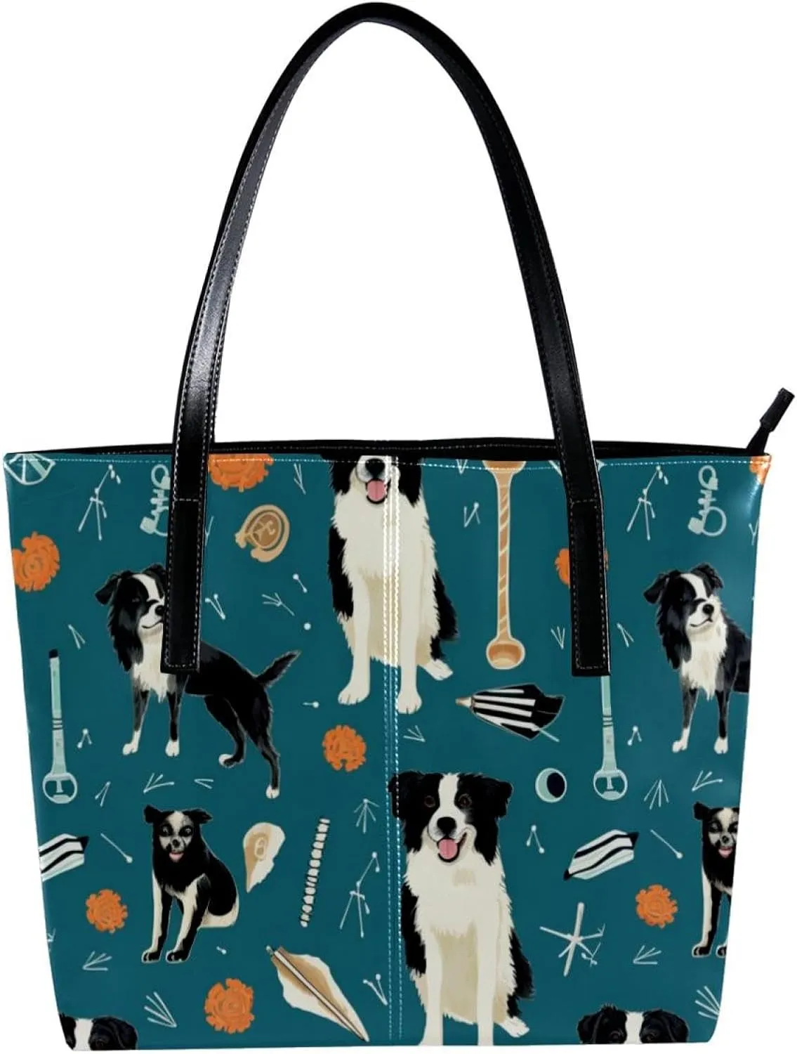 Purses for Women,Tote Bag Aesthetic,Women's Tote Handbags,Border Collie Dog Tennis
