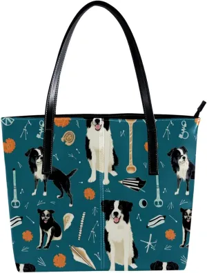 Purses for Women,Tote Bag Aesthetic,Women's Tote Handbags,Border Collie Dog Tennis