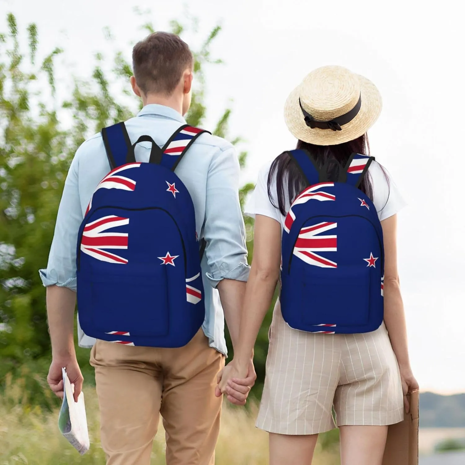 QIN&ZHENG New Zealand Flag Print Personalized Canvas Backpack Stylish Rucksack Novelty Casual Daypack for Travel Work Small