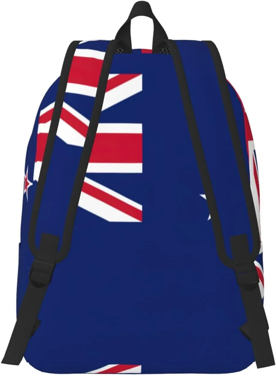 QIN&ZHENG New Zealand Flag Print Personalized Canvas Backpack Stylish Rucksack Novelty Casual Daypack for Travel Work Small
