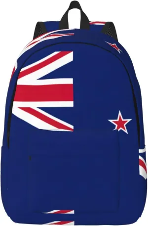 QIN&ZHENG New Zealand Flag Print Personalized Canvas Backpack Stylish Rucksack Novelty Casual Daypack for Travel Work Small