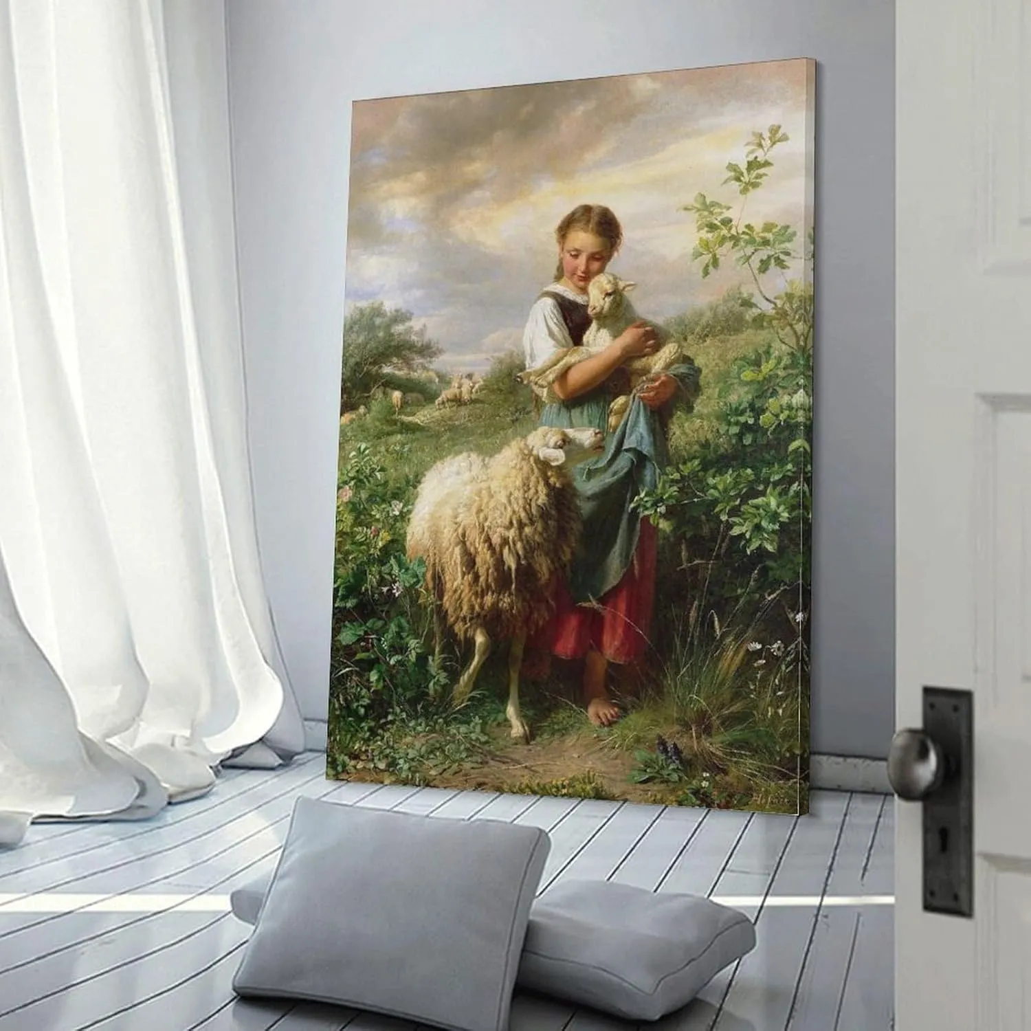 QINGYUAN Johann Baptist Hofner Die Kleine Schäferin Poster Canvas Gifts Picture Painting Posters Room Decor Home Decorative 24x36inch(60x90cm)