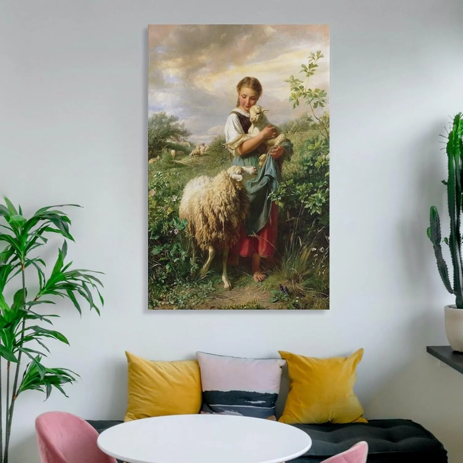 QINGYUAN Johann Baptist Hofner Die Kleine Schäferin Poster Canvas Gifts Picture Painting Posters Room Decor Home Decorative 24x36inch(60x90cm)