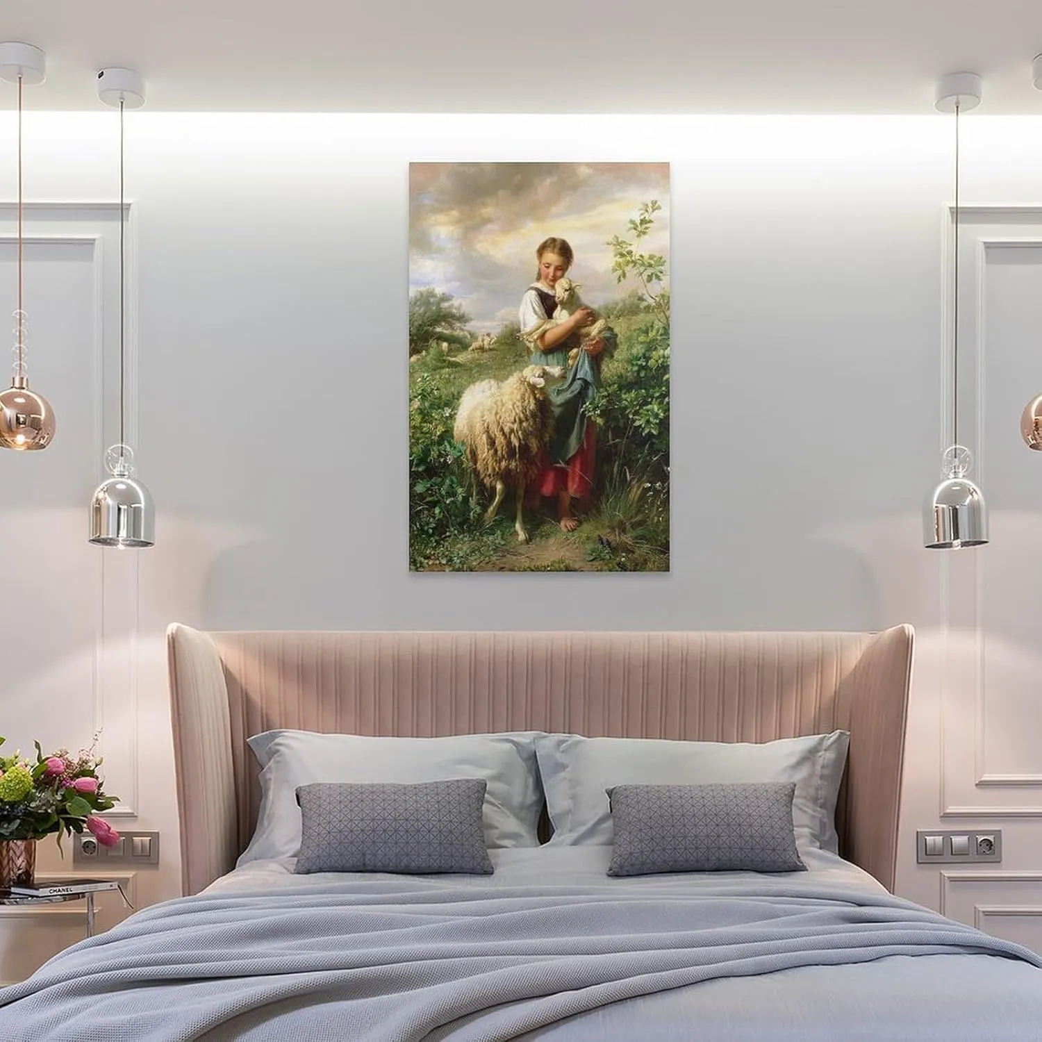 QINGYUAN Johann Baptist Hofner Die Kleine Schäferin Poster Canvas Gifts Picture Painting Posters Room Decor Home Decorative 24x36inch(60x90cm)