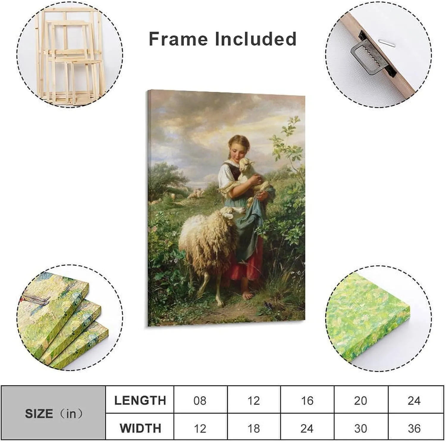 QINGYUAN Johann Baptist Hofner Die Kleine Schäferin Poster Canvas Gifts Picture Painting Posters Room Decor Home Decorative 24x36inch(60x90cm)