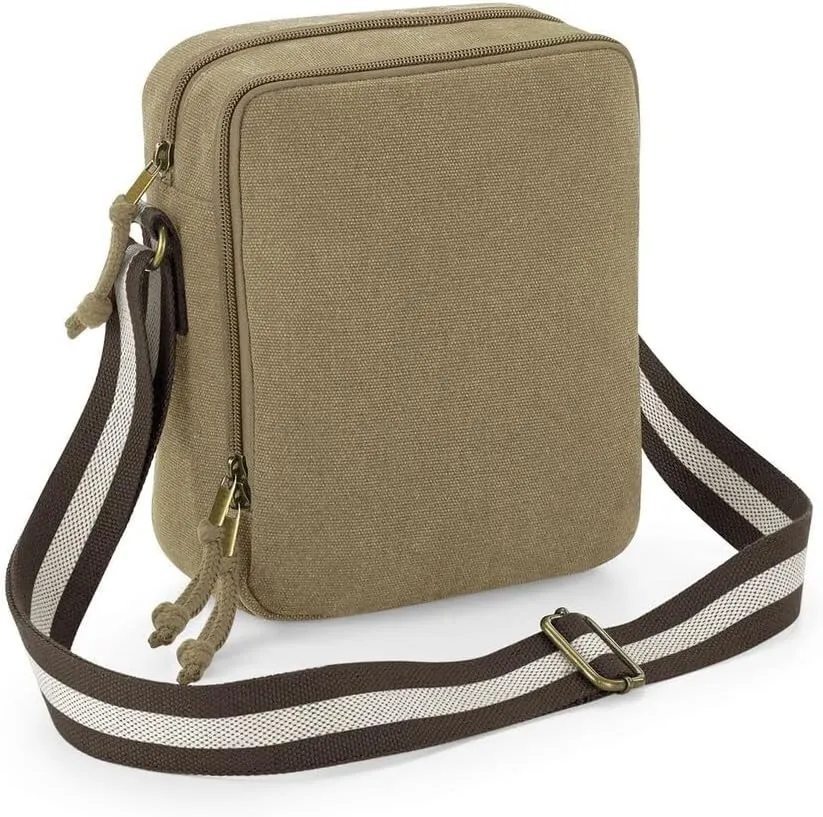 Quadra Vintage Canvas Mini Reporter (QD614) - Ipad Tablet Cross Shoulder Bag - Sahara