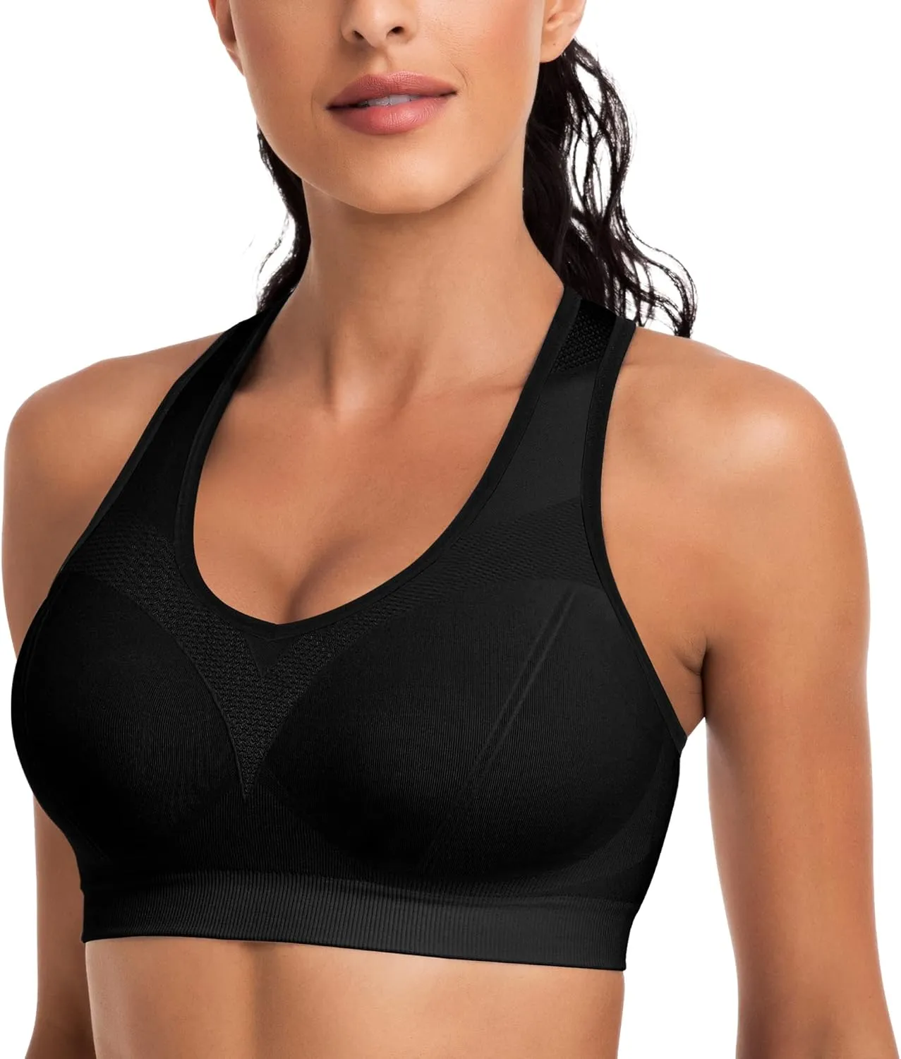 Racerback Sports Bras for Women with Pads - High Impact Athletic Tank Tops for Yoga and Workout Brassieres Bra