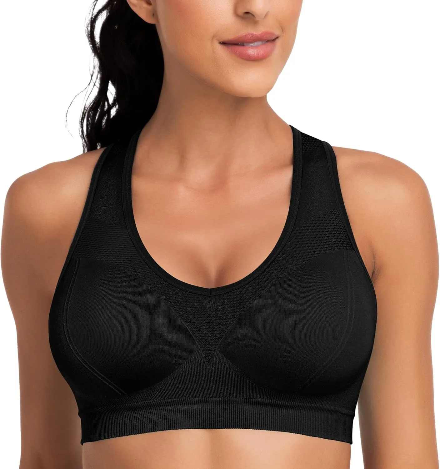 Racerback Sports Bras for Women with Pads - High Impact Athletic Tank Tops for Yoga and Workout Brassieres Bra